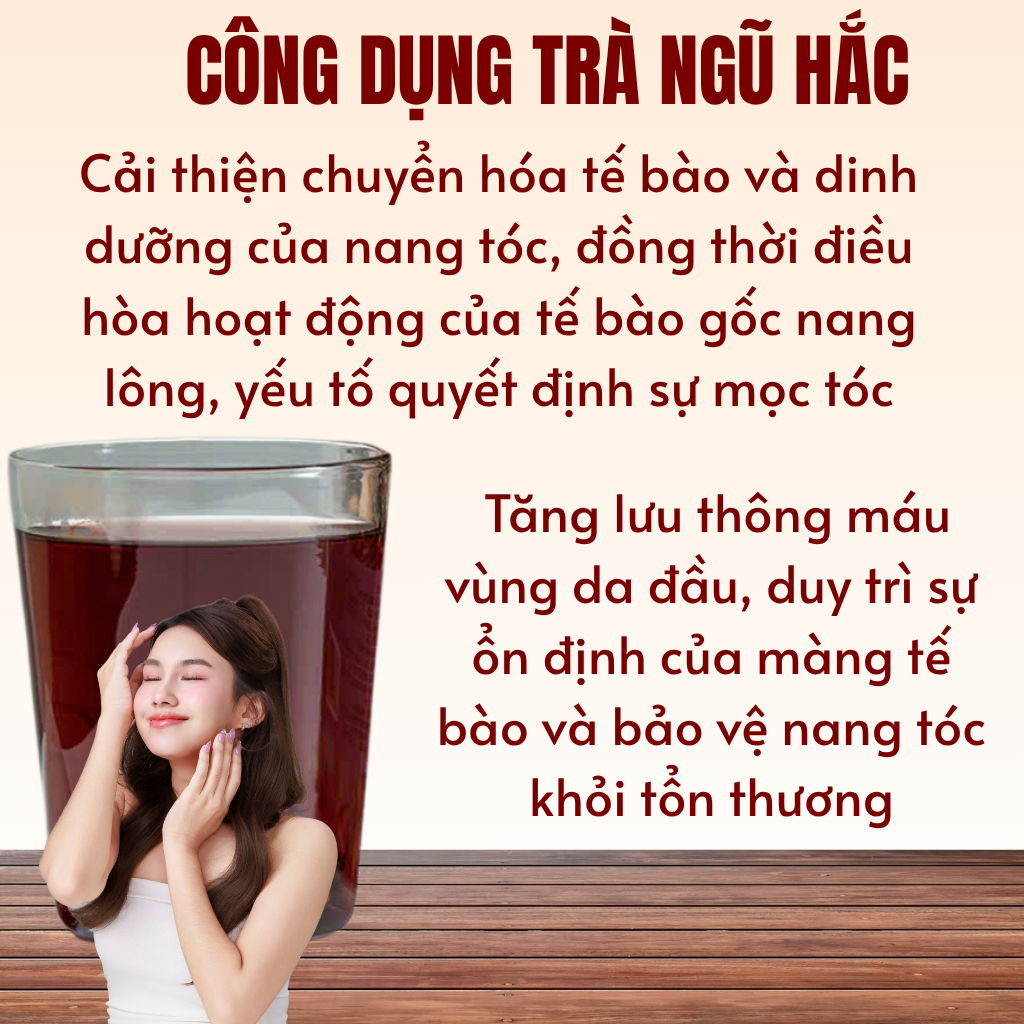 Trà ngũ hắc Calen Nature Farm đẹp da bóng tóc - cho phụ nữ hay rụng tóc, tóc xơ mỏng yếu bịch 30 lọc