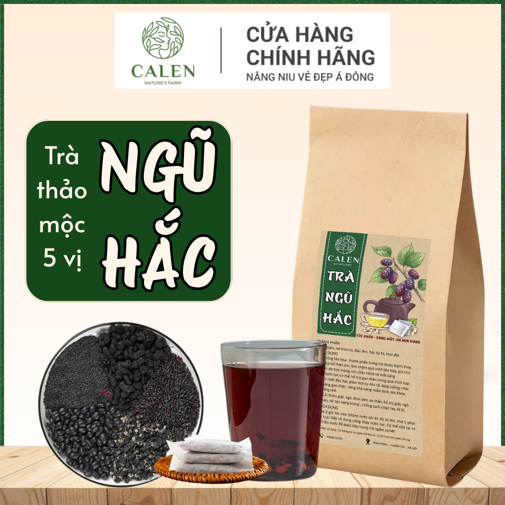 Trà ngũ hắc Calen Nature Farm đẹp da bóng tóc - cho phụ nữ hay rụng tóc, tóc xơ mỏng yếu bịch 30 lọc