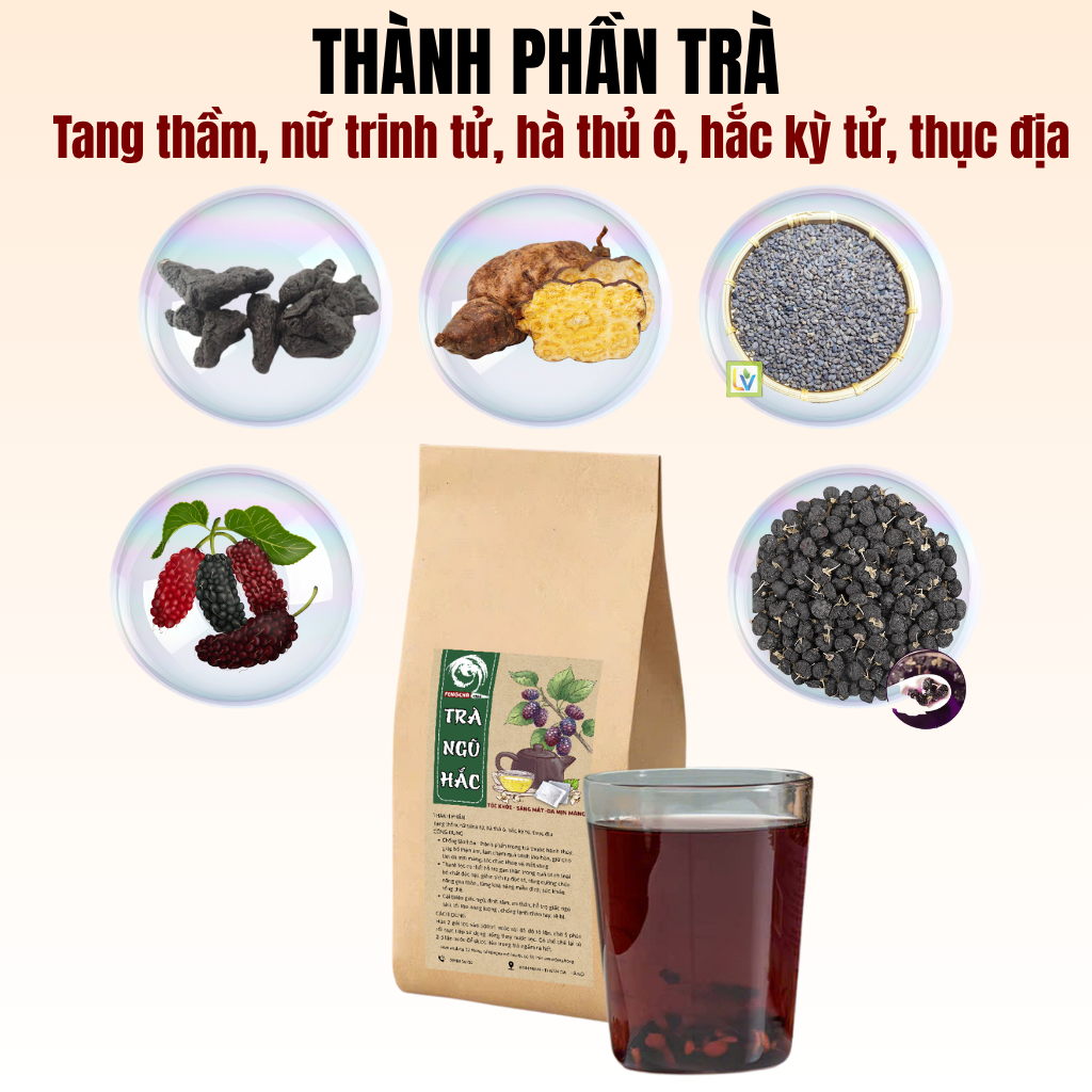 Trà ngũ hắc Calen Nature Farm đẹp da bóng tóc - cho phụ nữ hay rụng tóc, tóc xơ mỏng yếu bịch 30 lọc