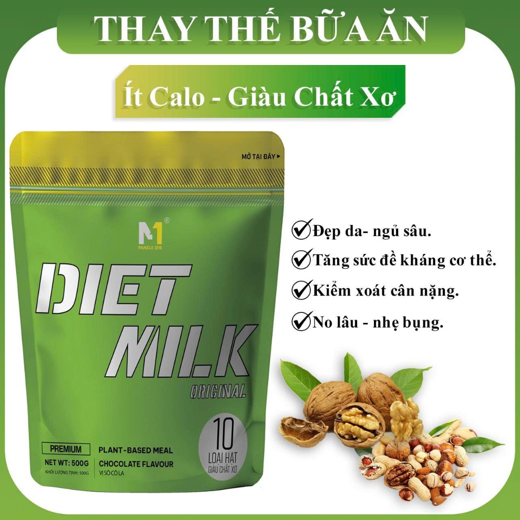 Sữa giảm cân DIET MILK - bữa ăn thay thế ít calo- giàu chất xơ + Bình Lắc