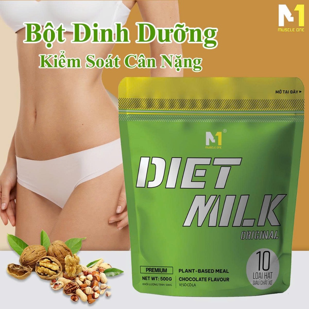 Sữa giảm cân DIET MILK - bữa ăn thay thế ít calo- giàu chất xơ + Bình Lắc