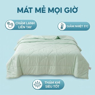 Chăn làm mát mùa hè Cool Ice Silk Chăn mùa hè cao cấp Màu kem Chăn điều hòa không khí Chăn mỏng
