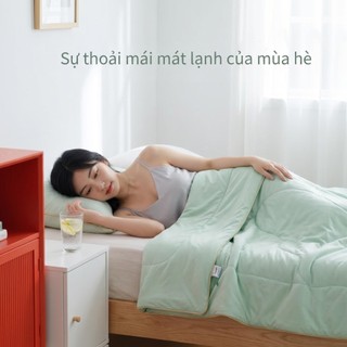 Chăn làm mát mùa hè Cool Ice Silk Chăn mùa hè cao cấp Màu kem Chăn điều hòa không khí Chăn mỏng