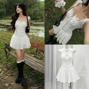 Đầm ren xô boi 2 dây, phối tùng xoè cột nơ siêu xinh