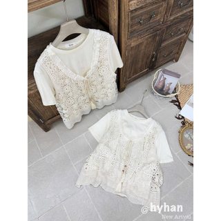 Sét thun giấy mềm cộc kèm áo ren hoa