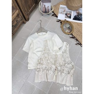Sét thun giấy mềm cộc kèm áo ren hoa