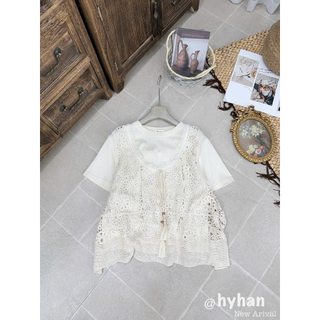 Sét thun giấy mềm cộc kèm áo ren hoa