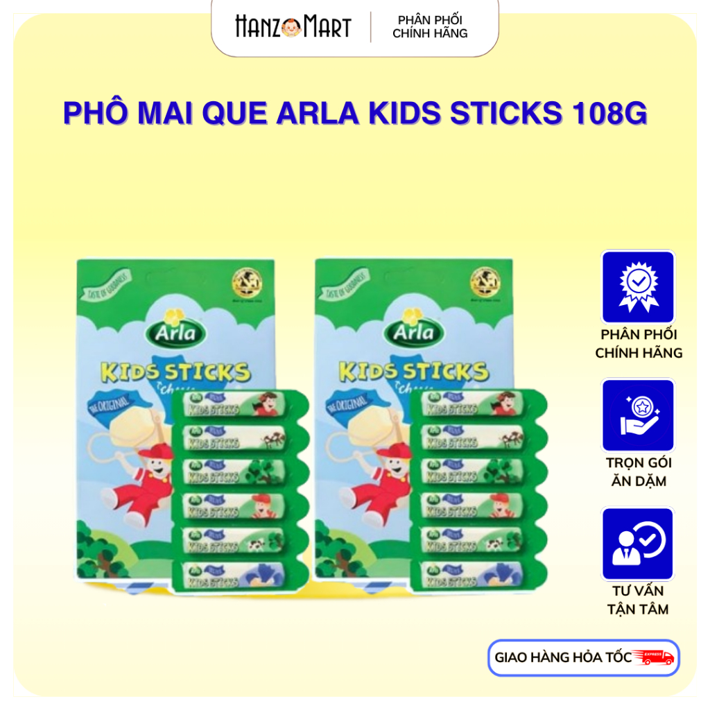 Phô Mai Que Trẻ Em Arla Kids Sticks 108g – Bổ Sung Canxi, Dinh Dưỡng Cho Bé