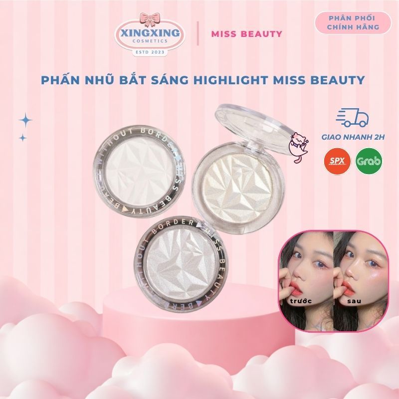 [Miss Beauty] Phấn Bắt Sáng Tạo Khối Highlight Lấp Lánh Miss Beauty Phù Hợp Với Mọi Loại Da Thiết Kế Bột Mịn