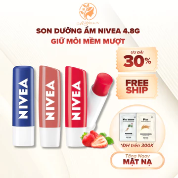 Son Dưỡng Ẩm Nivea 4.8G Giữ Môi Mềm Mượt Không Thâm Không Chì Dưỡng Ẩm Tự Nhiên Cho Môi Khô Nứt
