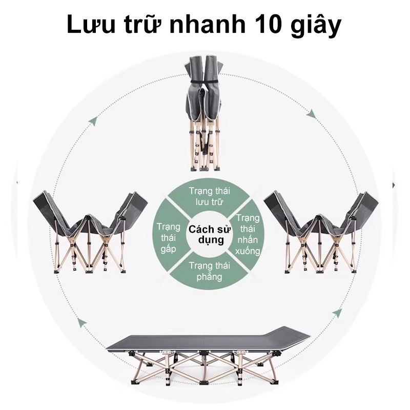 Giường gấp gọn 1 người văn phòng ngủ trưa gấp gọn 68×190cm khung thép chắc chắn