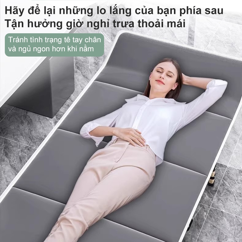Giường gấp gọn 1 người văn phòng ngủ trưa gấp gọn 68×190cm khung thép chắc chắn