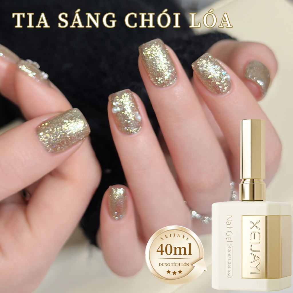 XEIJAYI 40ml - Sơn móng tay dạng gel màu vàng sâm panh nhạt, thích hợp cho các tiệm làm móng và tự làm tại nhà.