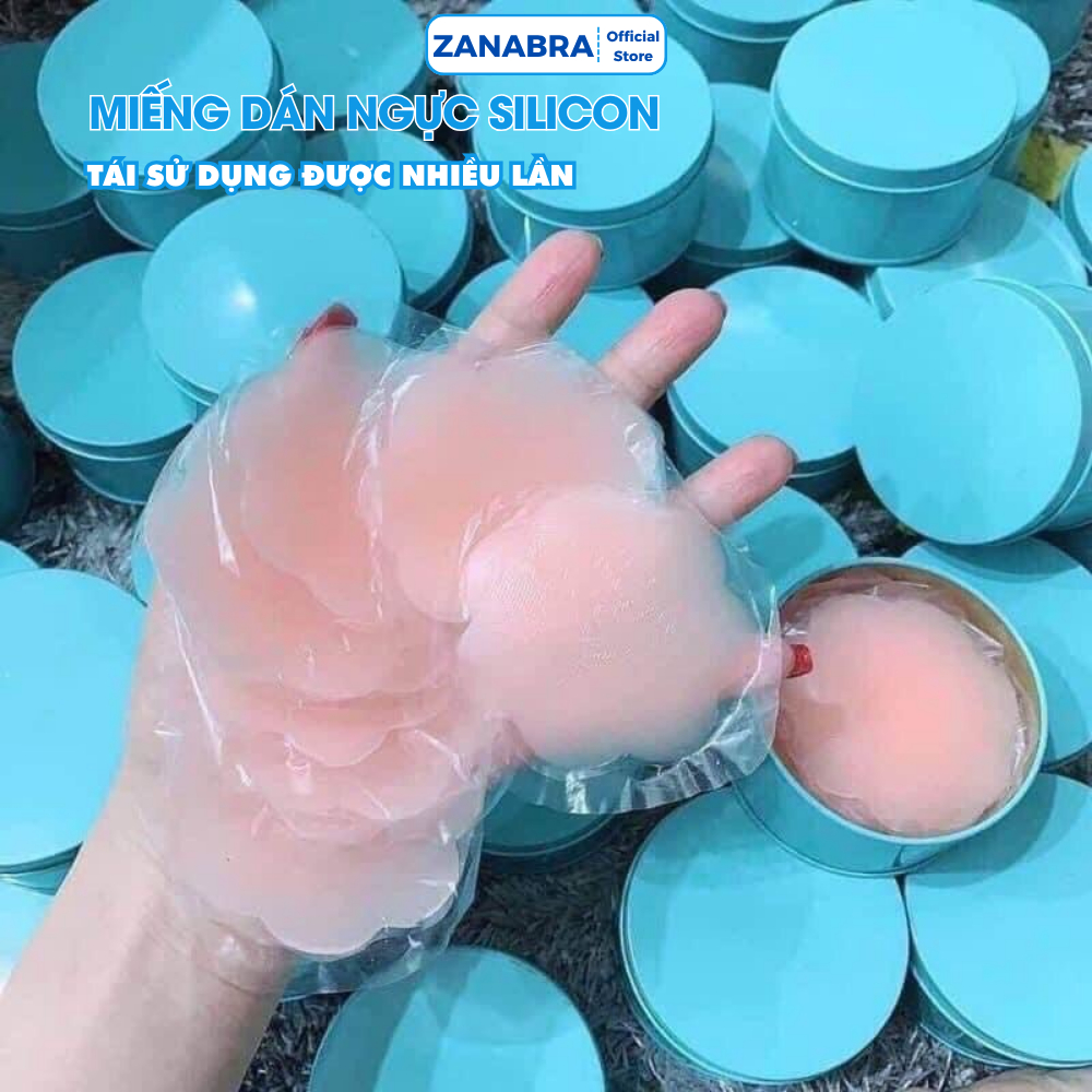 Miếng Dán Ngực Hình Tròn Hộp 5 Cặp, Dán Ti Sillicon Dùng Nhiều Lần Dính Cực Chắc ZANABRA