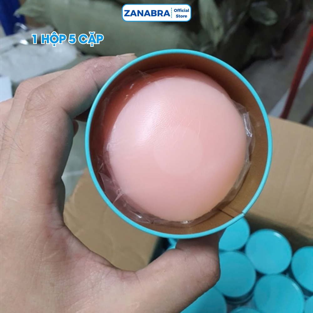 Miếng dán ngực silicon siêu dính, Hộp 5 cặp dán ngực hình tròn, chống nước ZANABRA