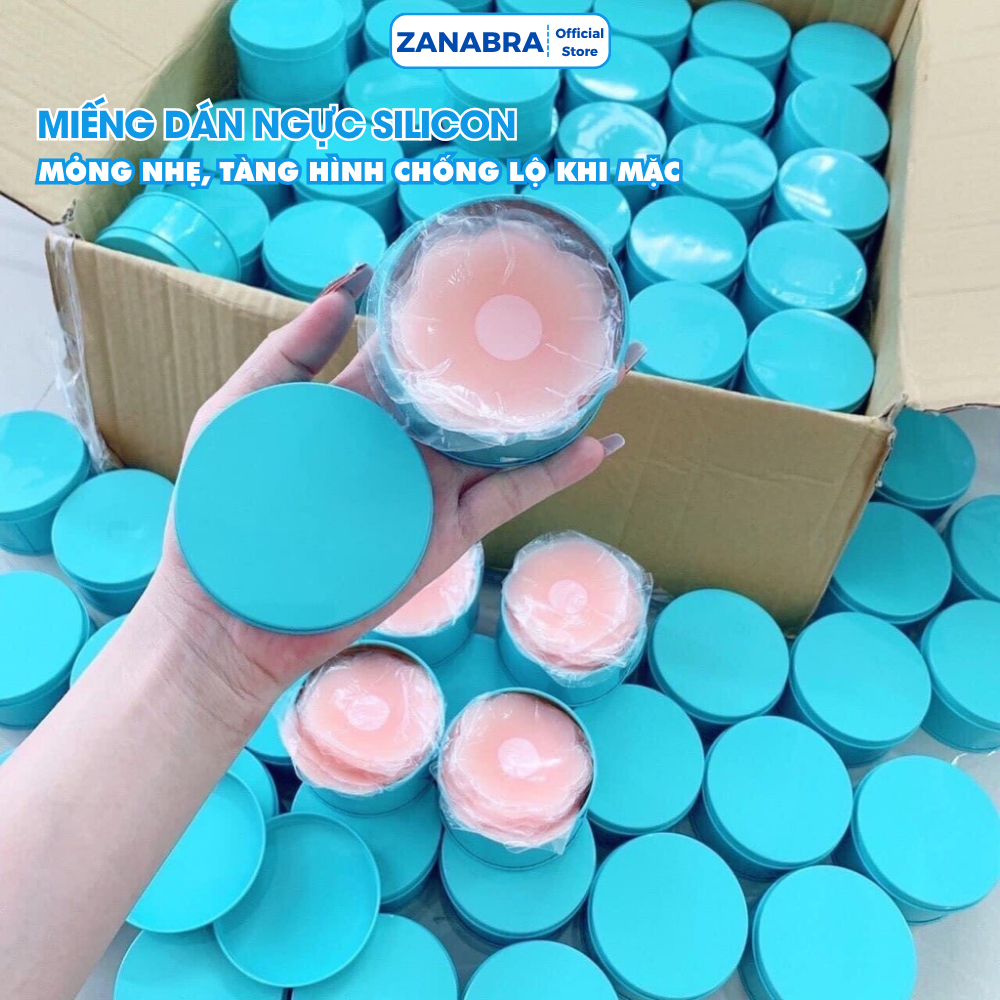 Miếng Dán Ngực Hình Tròn Hộp 5 Cặp, Dán Ti Sillicon Dùng Nhiều Lần Dính Cực Chắc ZANABRA