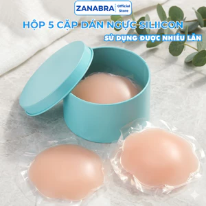 Miếng Dán Ngực Hình Tròn Hộp 5 Cặp, Dán Ti Sillicon Dùng Nhiều Lần Dính Cực Chắc ZANABRA