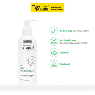Gel Rửa Sạch Khuẩn Giảm Mụn Ziaja Med 200ml Làm Sạch Hiệu Quả, Duy Trì Độ pH Tự Nhiên Của Da EUPC STORE