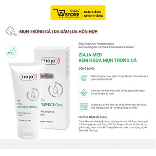 Kem Giảm Mụn Trứng Cá Ziaja Med 50ml Giúp Giảm Bóng Nhờn, Phù Hợp Với Da Hỗn Hợp, Da Dầu Mụn EUPC STORE