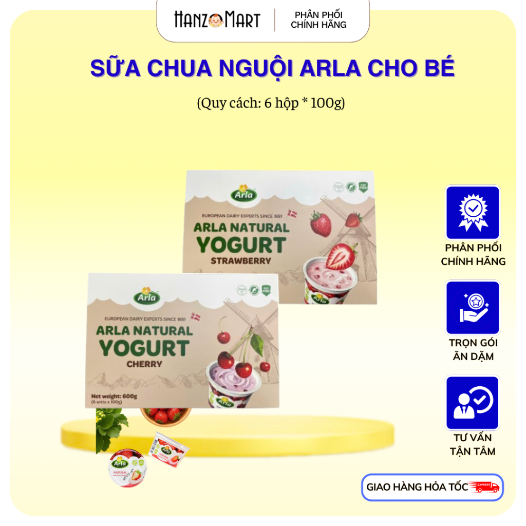 Sữa chua Arla sữa chua nguội ít béo hương vị trái cây tự nhiên lốc 6 hộp * 100gr