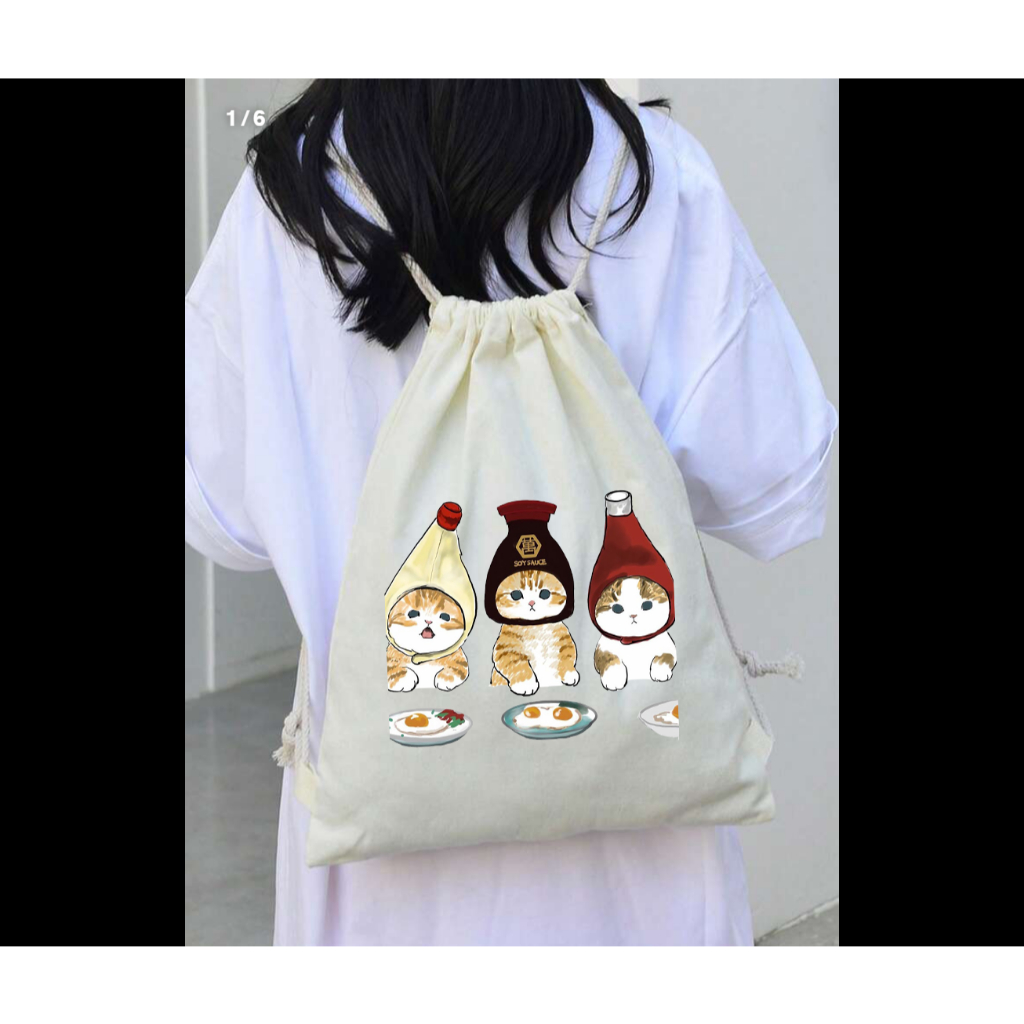 [ NHIỀU MẪU ĐẸP] Balo canvas dây rút hình mèo con dễ thương-balo dây rút size 35x40cm đi học đi chơi phong cách tuipa016