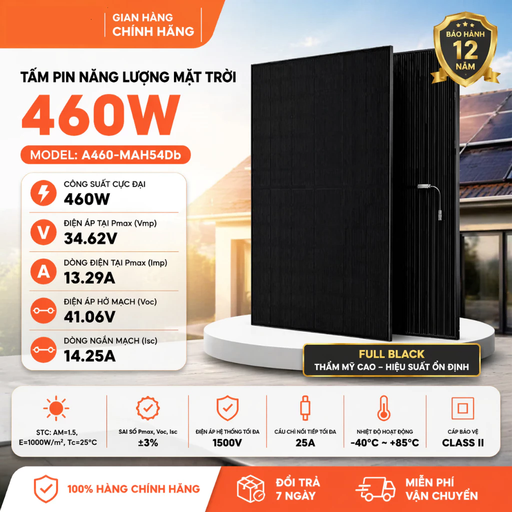Sản phẩm Tấm Pin Mặt Trời N-Type: AIKO 460W ABC vs ASTRONERGY 450W 2 Mặt Kính Cao Cấp