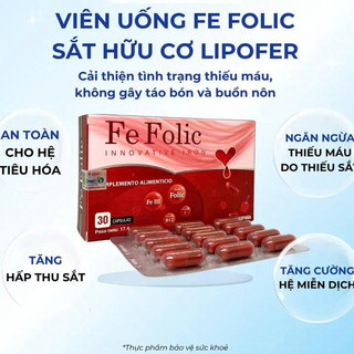 [CHÍNH HÃNG] Viên Uống Sắt Hữu Cơ Fe Folic Lipofer – Bổ Máu, Cho Phụ Nữ & Bà Bầu, Người Thiếu Máu