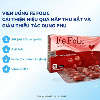 [CHÍNH HÃNG] Viên Uống Sắt Hữu Cơ Fe Folic Lipofer – Bổ Máu, Cho Phụ Nữ & Bà Bầu, Người Thiếu Máu