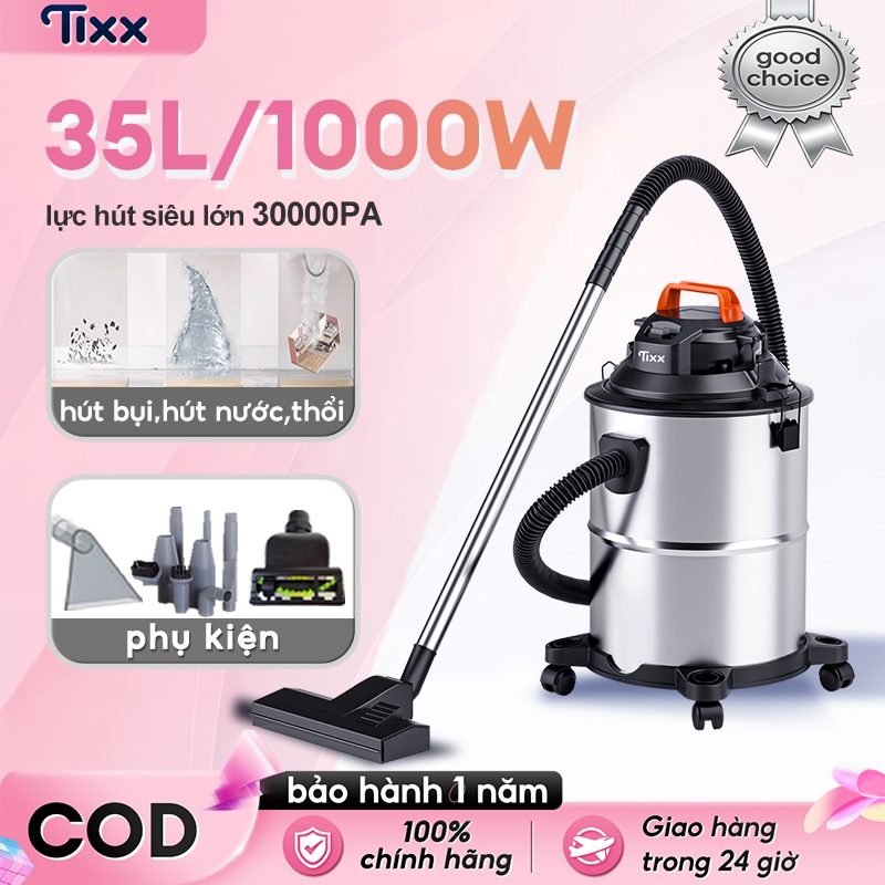 TIXX Máy hút bụi 35L Công nghiệp 30000PA Khô Ướt Thổi 3 trong 1 Bán kính 10m máy hút bụi