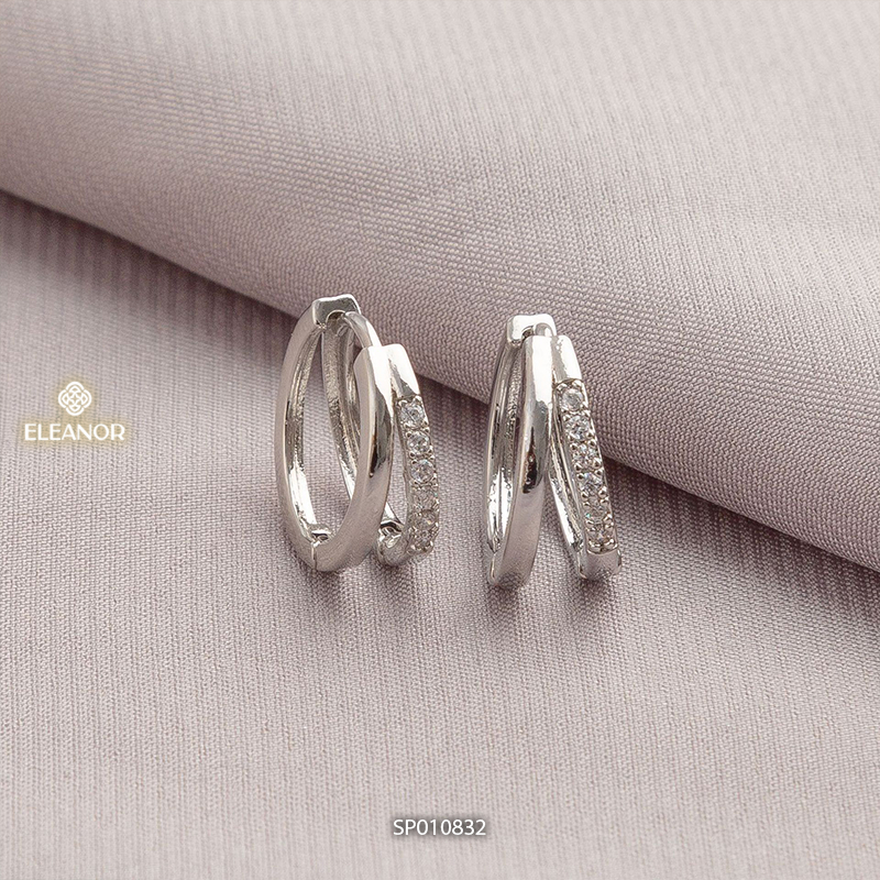 Bông tai nữ chuôi bạc 925 Eleanor Accessories hình tròn khuyên tai basic phụ kiện trang sức 10832