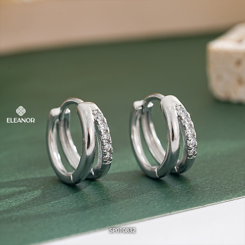Bông tai nữ chuôi bạc 925 Eleanor Accessories hình tròn khuyên tai basic phụ kiện trang sức 10832