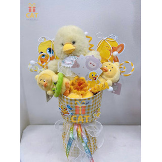 Hoa gấu bông vịt vàng dễ thương 🐤 | Thú nhồi bông mềm mịn | Quà tặng sinh nhật, người yêu, bạn bè, idol | Hoa gấu bông
