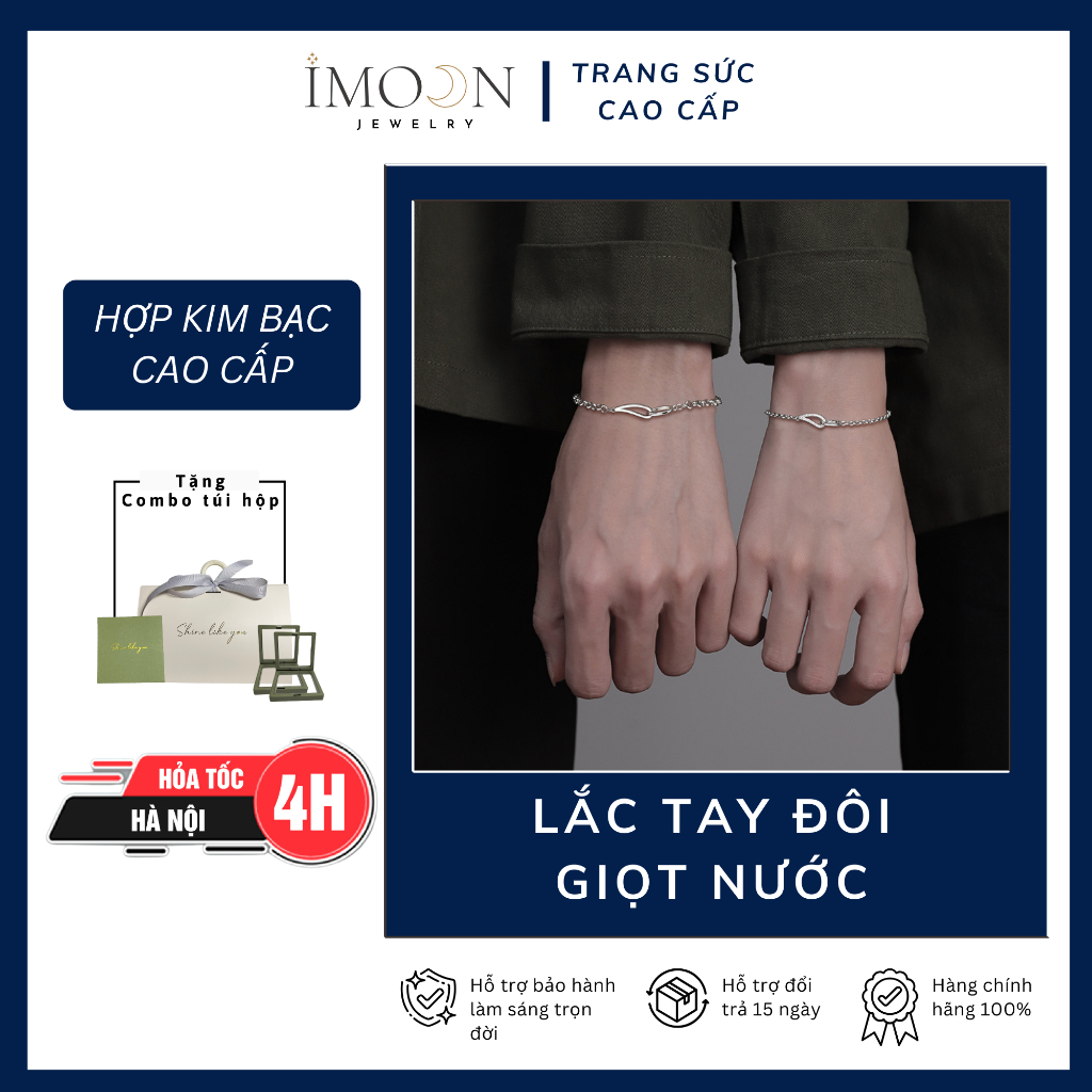 Lắc tay đôi đính đá giọt nước hợp kim cao cấp Imoon Jewelry, vòng tay đôi giọt nước không gỉ