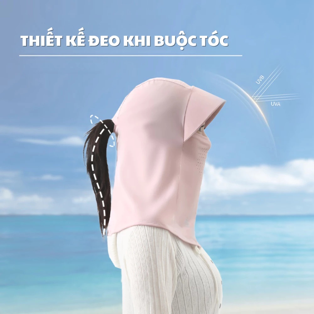 [Peinn] Mũ Chống Nắng Trùm Đầu Tích Hợp Mặt Nạ Khẩu Trang Lụa Băng Lạnh Che Cổ Có Lỗ Thoáng Khí Chống Tia UV MCN01