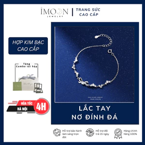 Lắc tay nơ đính đá cá tính trang sức nữ cao cấp ý 925 - IMOON016