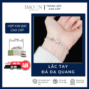 Lắc tay nữ hoa 4 lá phong thủy, Vòng tay nữ bạc S925 sang chảnh, quyến rũ imoon058