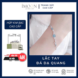 Lắc tay nữ hoa đá xanh phong thủy, Vòng tay nữ bạc S925 sang chảnh, quyến rũ IMOON062