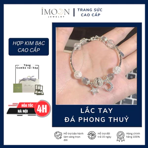 Vòng tay đá năng lượng Moonstone lắc tay nữ thu hút năng lượng tự điều chỉnh size - IMOON052