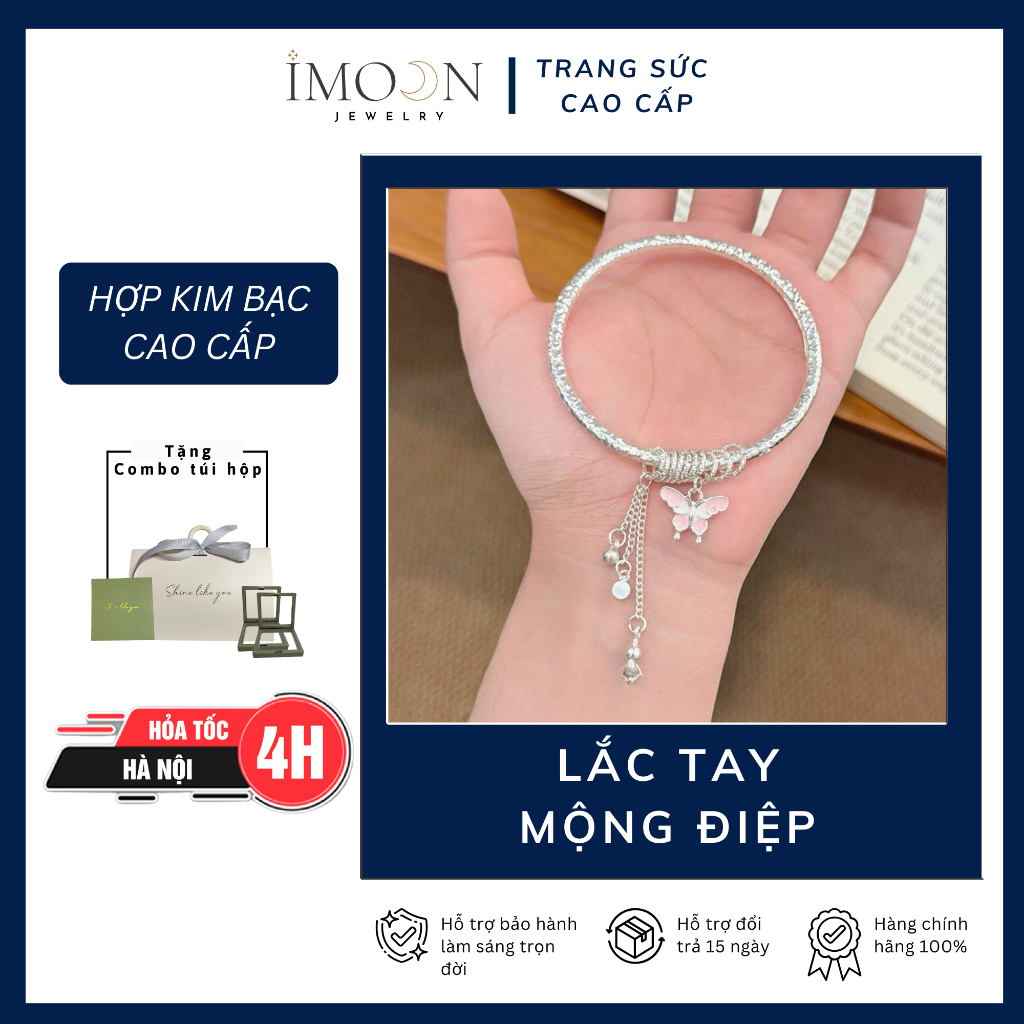 Lắc tay nữ hợp kim cao cấp Mộng Điệp, vòng tay nữ không gỉ Imoon Jewelry