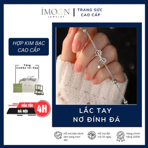 LẮC TAY NƠ bạc S925 TREO HẠT ĐÁ - PHONG CÁCH NHẸ NHÀNG, QUYẾN RŨ - IMOON005