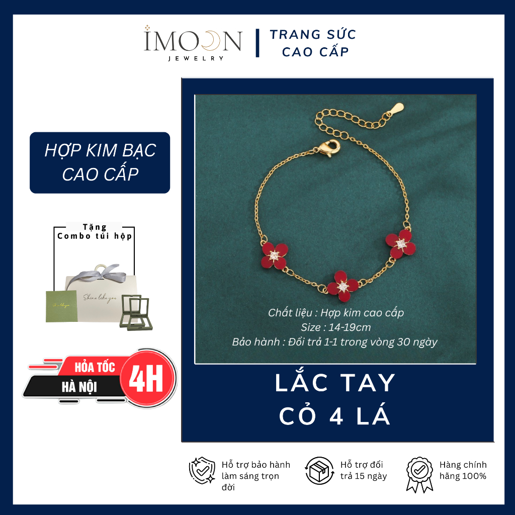 Lắc tay cỏ 4 lá hợp kim cao cấp không gỉ Imoon Jewelry