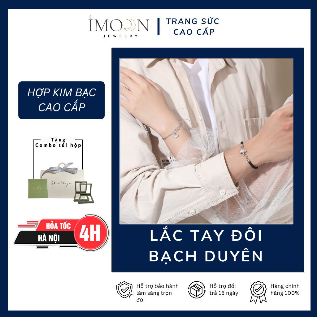 Lắc tay đôi Bạch Duyên, vòng tay uyên ương charm hợp kim cao cấp không gỉ Imoon Jewelry