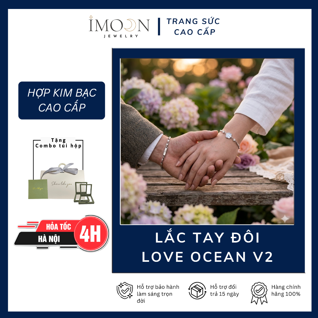 Vòng tay đôi Love Ocean Ver 2 hợp kim không gỉ charm vỏ sò Imoon Jewelry