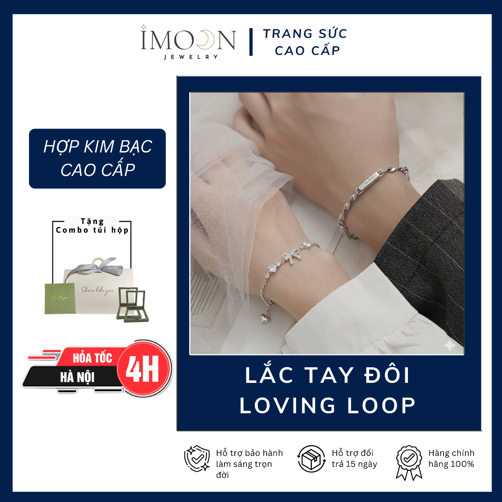 Lắc tay đôi Loving Loop hợp kim cao cấp không gỉ, vòng tay đôi Imoon Jewelry