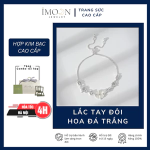 Lắc tay bạc S925 rút cỏ 4 lá Imoon, vòng tay nữ xi bạch kim sang trọng Fortune Leaf IMOON059