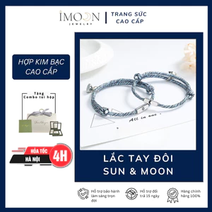 Lắc tay đôi Mặt trăng & Mặt trời charm bạc S925 , vòng tay đôi bạc s925 không gỉ IMOON072