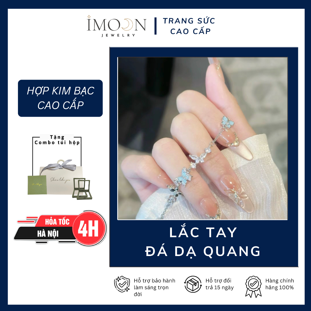 [ HỢP KIM BẠC ] Lắc tay nữ đá dạ quang phong thủy, Vòng tay nữbạc S925 sang chảnh, quyến rũ imoon070