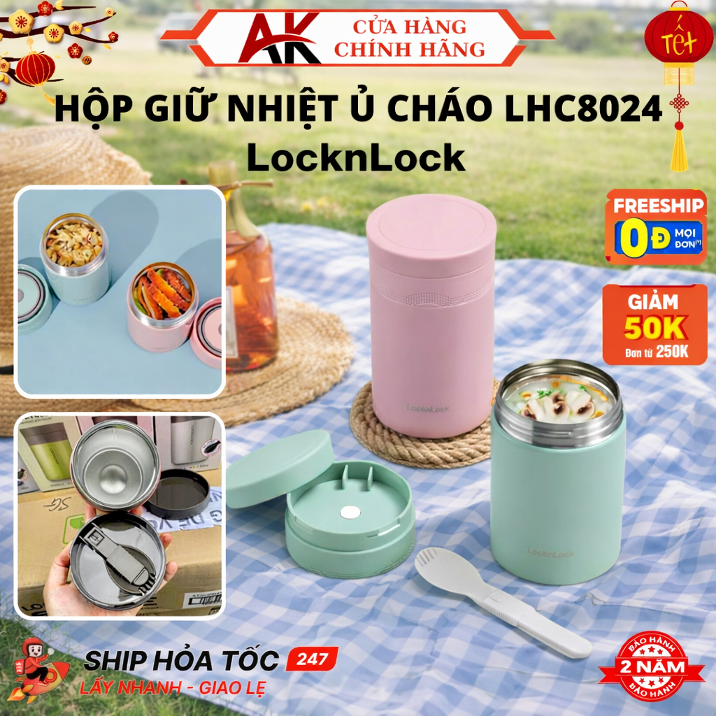Hộp Giữ Nhiệt Ủ Cháo Lock&Lock LHC8024 Dung Tích 500ml, Chất Liệu An Toàn, Nhỏ Gọn, Tiện Lợi