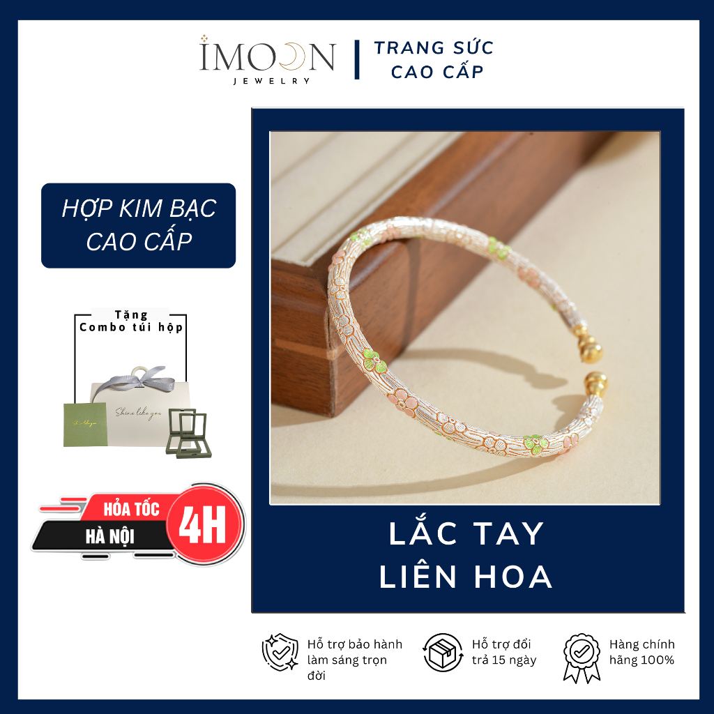 Lắc tay nữ hợp kim cao cấp Liên Hoa , kiềng tay nữ không gỉ Imoon Jewelry