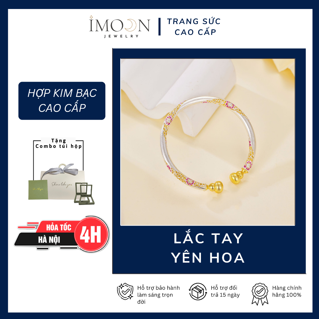 Lắc tay nữ Yên Hoa hợp kim cao cấp không gỉ, vòng tay nữ tráng men thế hệ mới Imoon Jewelry